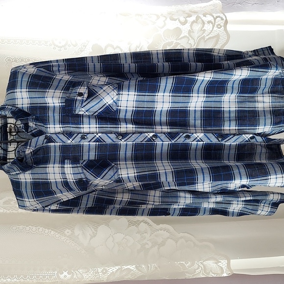 LE3NO Blue Plaid Comfy Shirt - Picture 2 of 4